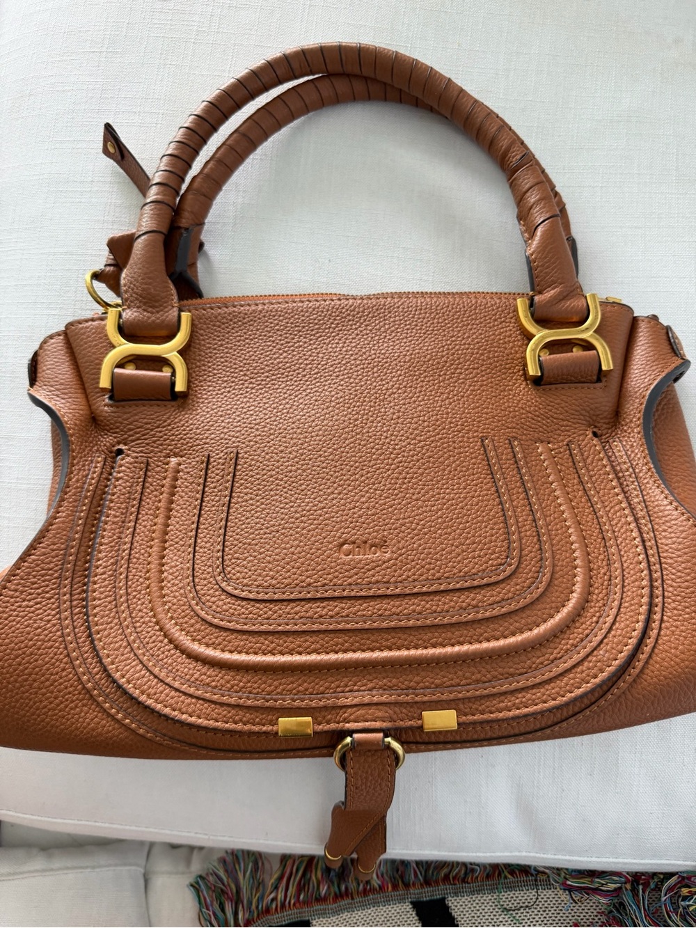 Chloe Medium Brown Leather Marcie Satchel Bag